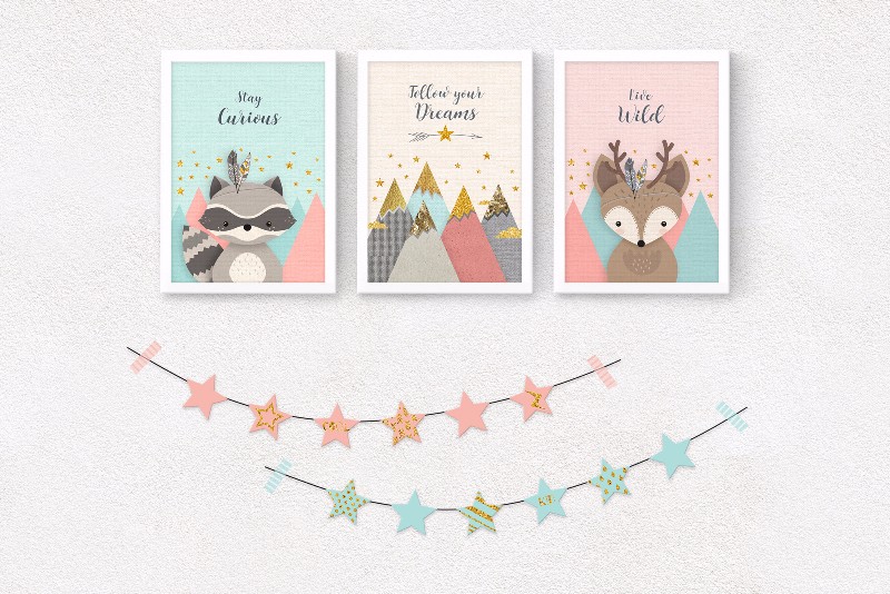 MINT-PINK-STAR-GERLAND-HALF
